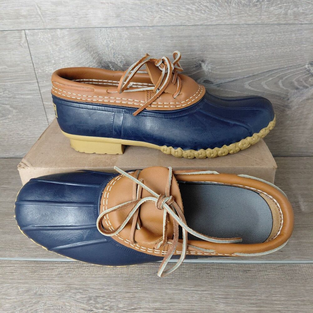 LL Bean Boots Mens 9 Low Moc Rubber Leather Waterproof Duck Shoes Maine USA VTG